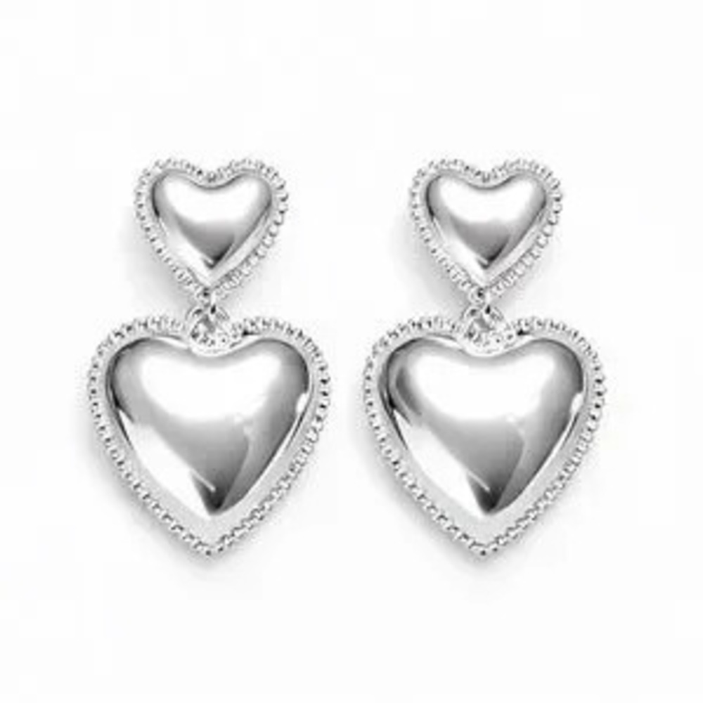 Shimmering Silver Heart Earrings